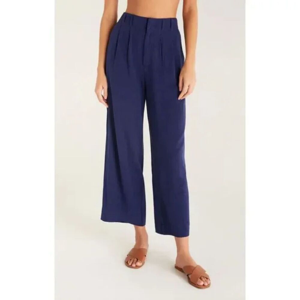 Z Supply - Farah Pants in Navy Blue Indigo Dream Size SMALL Linen Viscose Pant